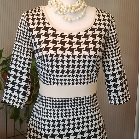 Reborn Black White Houndstooth Dress EUC Size XL - Picture 3 of 8